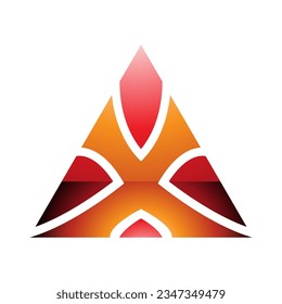 Orange and Red Glossy Triangle Shaped Letter X Icon on a White Background
