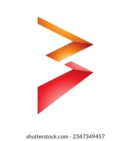 Orange and Red Glossy Zigzag Shaped Letter B Icon on a White Background