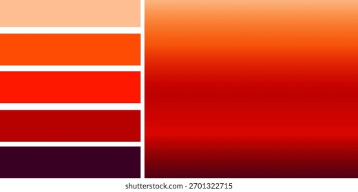 Fondo rojo anaranjado del gradiente con las paletas de color, diseño del Vector en eps 10