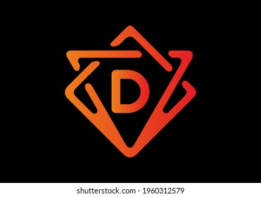 Orange red gradient color of D initial letter design