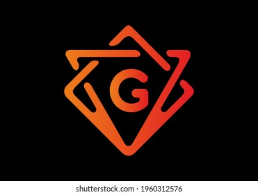 Orange red gradient color of G initial letter design