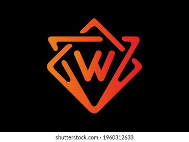 Orangefarbene Farbverlauf-Farbe des W-Anfangsbuchstaben im Rahmendesign