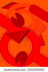 Orange and red graphic background illustration design. Vector with futuristic color geometric shapes backdrop.