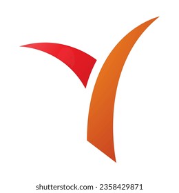 Orange and Red Grass Shaped Letter Y Icon on a White Background