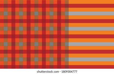 orange, red and gray Thai loincloth Seamless Tartan Pattern Background.  Trendy Tiles Vector Illustration for Wallpapers.
