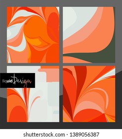  orange red grey vector set liquid background four cards 