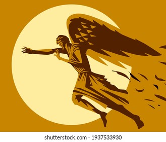 icarus naranja y rojo volando en el cielo