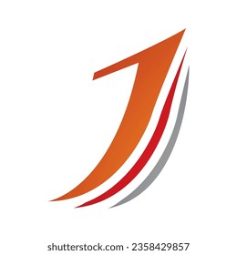 Orange and Red Layered Letter J Icon on a White Background