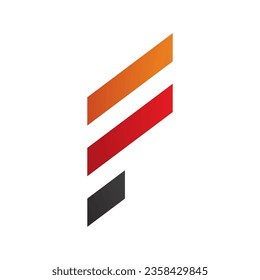 Orange and Red Letter F Icon with Diagonal Stripes on a White Background