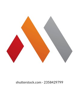 Orange and Red Letter M Icon with Rectangles on a White Background