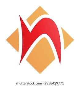 Letra naranja y roja N icono con forma cuadrada de diamante en un fondo blanco