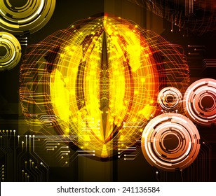 orange red Light Abstract Technology background for computer graphic website and internet, circuit board. 