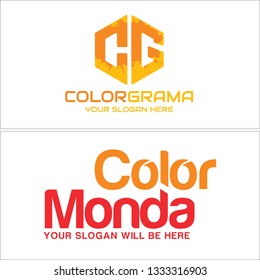 Orange red line art initial text logo combination mark design concept suitable for television product entertainment event 