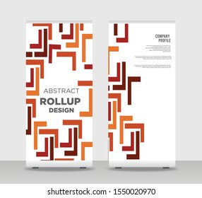 Orange red lines Abstract Shapes Modern Exhibition Advertising Trend Business Roll Up Banner Stand Poster Brochure flat design template creative concept. Roll Up EPS. Presentation