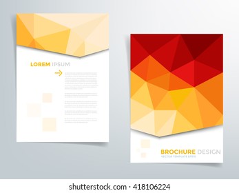 Orange and red low polygonal brochure template flyer header design vector background with white space for text design in A4 size
