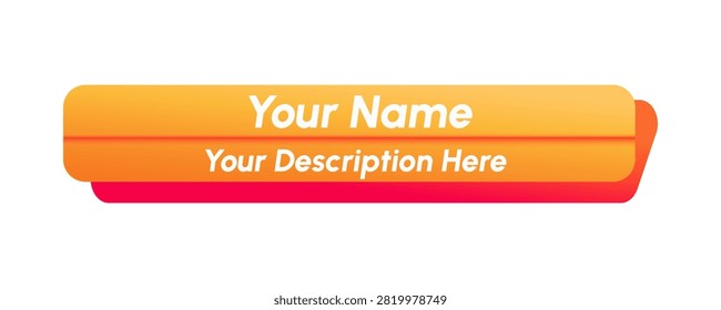Orange and red lower third banner bar isolated on white background. Modern gradient lower third graphic element for video overlay, stream, broadcast or social media presentation