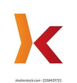 Orange and Red Lowercase Arrow Shaped Letter K Icon on a White Background