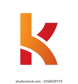 Letra naranja y roja minúscula icono K con rutas superpuestas en un fondo blanco