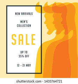 Orange red men collection. 35% Big sale special poster offer. Sale banner template design. Special offer design for web banner, poster, flyer, brochure. 35% men clothing collection Vector illustration