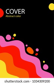 Orange,  red, pink wave paint spilled, abstract vector illustration. Bright background for the cover or banner isolated on black.