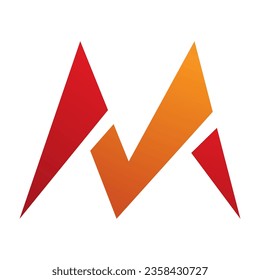 Orange and Red Pointy Tipped Letter M Icon on a White Background
