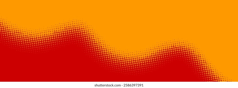 Orange and red pop art background in retro comics style with halftone dots design, vector illustration EPS10