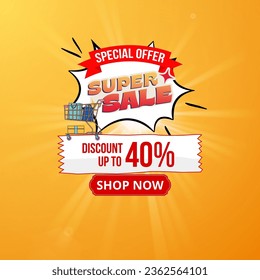 Orange and Red Pop Art Special Offer Super Sale Social Media Story