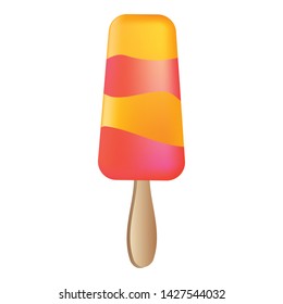 Orange red popsicle icon. Cartoon of orange red popsicle vector icon for web design isolated on white background