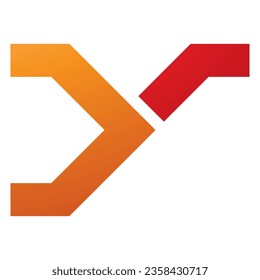 Orange and Red Rail Switch Shaped Letter Y Icon on a White Background