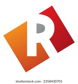 Orange and Red Rectangle Shaped Letter R Icon on a White Background