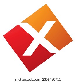 Orange and Red Rectangle Shaped Letter X Icon on a White Background