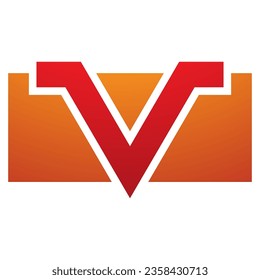 Orangefarbener und roter Rectangle gestalteter Letter V - Symbol auf weißem Hintergrund