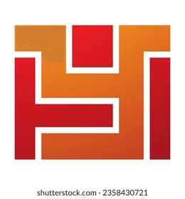 Orange and Red Rectangle Shaped Letter Y Icon on a White Background