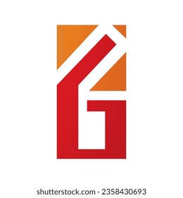 Orange and Red Rectangular Letter G or Number 6 Icon on a White Background