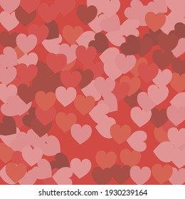 Orange Red Romantic Wedding Background. Dark Coral Lipstick Multicolor Hearts Love Confetti Vector Print. Colorful Pink Light Modern Art Pattern. Rose Pastel Pinky Saint Valentine Art Illustration.