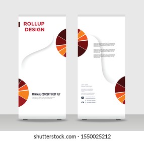 Orange red round Abstract Shapes Modern Exhibition Advertising Trend Business Roll Up Banner Stand Poster Brochure flat design template creative concept. White background Roll Up EPS. Presentation