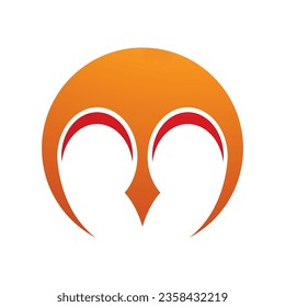 Orange and Red Round Letter M Icon with Pointy Tips on a White Background