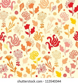 Orange - red seamless floral pattern