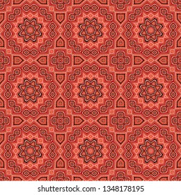 Orange - red seamless vector ornamental texture,   oriental, medieval style 
