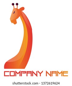Orange and red simple logo vector illustration of a giraffe on white background