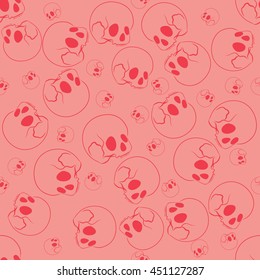 Orange and red skull seamless pattern