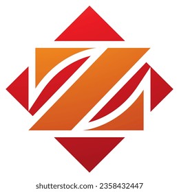 Orange and Red Square Diamond Shaped Letter Z Icon on a White Background