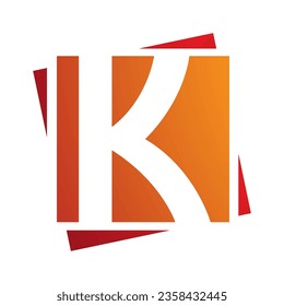 Icono K de la letra naranja y roja sobre fondo blanco
