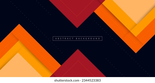 Plantilla cuadrada naranja y roja capa de superposición de vectores de fondo abstracto en el diseño de color oscuro. Vector Eps10 editable