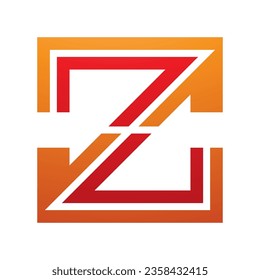 Orange and Red Striped Shaped Letter Z Icon on a White Background