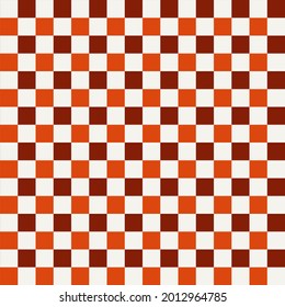 Orange and red tile on white board. Vector orange chssboard.