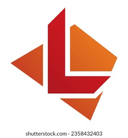 Orange and Red Trapezium Shaped Letter L Icon on a White Background