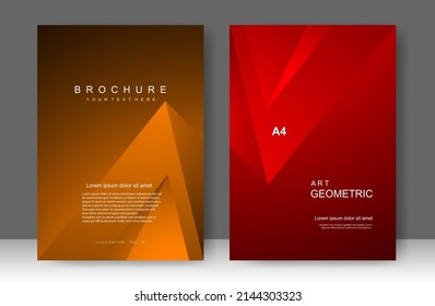 Orange and red triangle Book cover design modern. Annual report. Brochure template, catalog. Simple Flyer promotion. magazine. Vector illustration