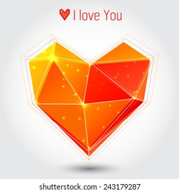 Orange and red triangle heart