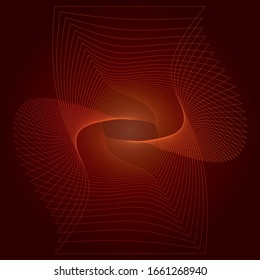 Orange and red twirl lines on background. Digital modern drawing.